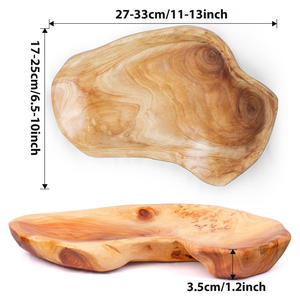 ชามไม้มะม่วงขนาดใหญ่ที่มีไฟเผาที่ทำด้วยมือสำหรับใช้ในฟาร์มสมัยใหม่ขอบหยักสำหรับตกแต่งโต๊ะอาหารค่ำ - Product Image 3