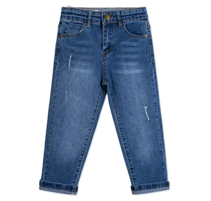 Jean droit délavé style hip-hop décontracté pour enfant avec décoration délavée - Product Image 4