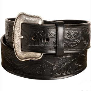 Export Quality Western Leather <b>Tooling</b> <b>Belt</b> for Men Hand Carving and Hand Painting Floral Embossed <b>Tooled</b> Leather Cowboy <b>Belt</b> - Product Image 5