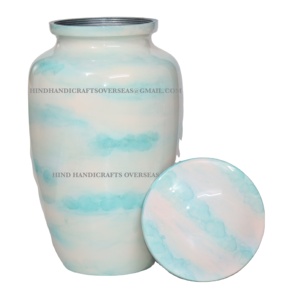 Urnas funerarias blancas lechosas de aluminio clásicas y de diseñador para cenizas de restos humanos | Contenedor conmemorativo para cenizas humanas - Product Image 1