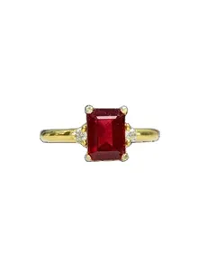 Natural Red Garnet Octagon Shape Dainty Solitaire Ring January Birthstone In 18K 24K Gold Genuine Gemstone Modern Best Setting