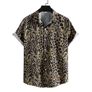 เสื้อเชิ้ตฮาวายแขนสั้นลายเสือดาวสำหรับผู้ชาย เสื้อลำลองสไตล์ทรอปิคอลติดกระดุม เสื้อชายหาดสำหรับผู้ชาย เสื้อเชิ้ตผู้ชาย - Product Image 2