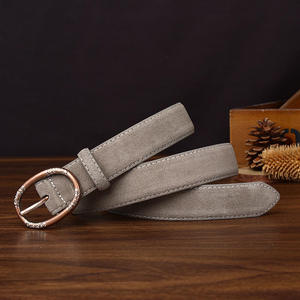 Cinturón de diseño de alta calidad, tendencia de moda vintage, cinturón informal de cuero vacuno y gamuza con hebilla de aleación cosida a mano para mujer - Product Image 4