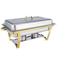 Juego de Buffet de Acero Inoxidable de Diseño Clásico Moderno, Patrón Sólido, para Bodas, Hoteles, Restaurantes, Fiestas y Eventos, Acabado Pulido Duradero