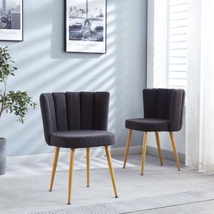 Set di 2 Sedie da Pranzo Moderne Grigie con Gambe in Ferro Color Legno, Cuscini a Pelo Corto e Schienale Confortevole - Product Image 3
