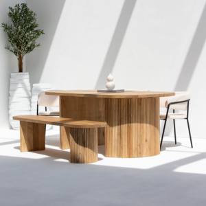 Mesa de Comedor Vandana Aureo Terra de Madera de Mango con Diseño Contemporáneo Hecho a Mano - Product Image 3