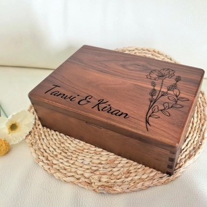 Eco-Friendly Rectangle <b>Wooden</b> <b>Box</b> for Jewelry Gift Storage-Soft Interior for Delicate Items Christmas Chinese New Year Tabletop - Product Image 6