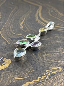 Elegante conjunto de colgantes con múltiples piedras en plata de ley 925, diseño compacto y ligero para uso unisex, joyería al por mayor. - Product Image 2