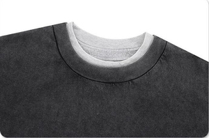 T-shirt décontracté en coton tricoté 220 GSM 100 % coton, style luxe, personnalisé, épais, uni, pour hommes - Product Image 5