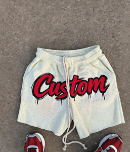 Shorts pour hommes noirs style streetwear écologiques avec cordon de serrage, taille élastique, en tissu tricoté respirant - Product Image 3