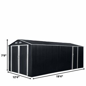 Remise de garage en métal TMG-MS1320A de 13 'X 20' avec double porte avant et porte d'entrée latérale de 7'9 "de hauteur maximale et espace au sol de 240 pieds carrés - Product Image 2