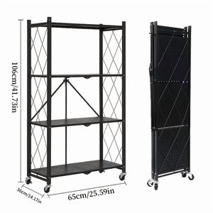 Carrito de Utilidad Plegable de Alta Resistencia con 4 Niveles y Ruedas para Cocina, Garaje, Sala de Estar, 1 Unidad - Product Image 2