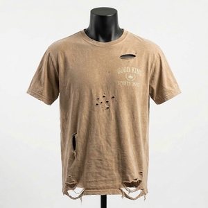 T-shirt déchiré à trous pour hommes, manches courtes, 100% coton, séchage rapide, respirant, t-shirt déchiré - Product Image 1