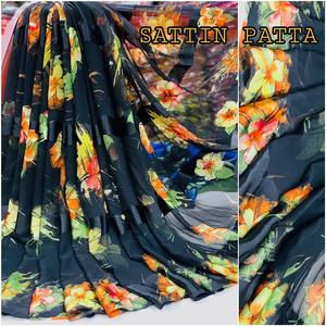 Sari de Seda Pura Georgette Satinado con Estampado Floral Azul para Mujer, Estilo Moderno, Secado Rápido, Largo Regular, para Todas las Temporadas - Product Image 2