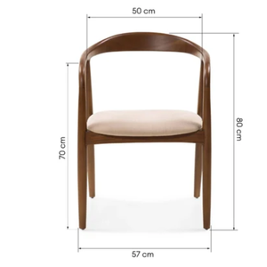Chaise de salle à manger scandinave moderne en teck avec hauteur réglable et assise rembourrée en coton pour la salle à manger à domicile - Product Image 2