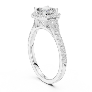 Anillo de Compromiso Unisex de Oro Sólido de 18K Hecho a Medida con Diamante Radiante de Laboratorio de 2.50 CT y Piedras Laterales Brillantes de 0.79 CTW - Product Image 6