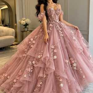 Robe de bal de princesse de luxe rose à paillettes et appliques en cristal, brodée, pour femme, idéale pour Quinceañera et réception de mariage, taille naturelle - Product Image 2