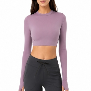 Camiseta Deportiva de Manga Larga para Mujer, Top Corto sin Costuras para Yoga, Ropa Deportiva, Camiseta de Entrenamiento, Nueva Llegada - Product Image 3