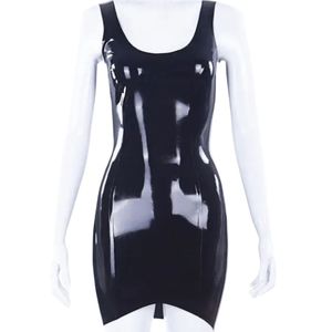 <b>Black</b> PU Bodycon Mini <b>Dress</b> Deep V Neck Sleeveless Backless Fitted Party Wear Solid Color All Seasons - Product Image 5