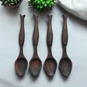 Cuillère à thé en bois naturel réutilisable, cuillère à café et à sucre polie, ustensile de cuisine écologique pour usage quotidien - Product Image 1