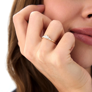 Bague en cluster de diamants marquise 0,30 CT, bague statement en diamant naturel, bague en or 14 carats d'inspiration vintage, diamant marquise délicat - Product Image 6