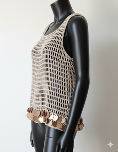 Ehri OEM Débardeurs de luxe sans manches pour femmes en laine au crochet faits à la main, respirants, écologiques, durables, à sequins, style streetwear - Product Image 3