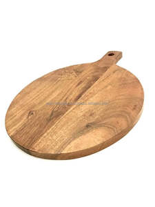 Tabla de cortar de alta calidad de madera de acacia natural redonda grande con asa para preparación de alimentos a precio asequible - Product Image 6