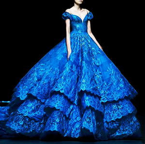 Robe de bal élégante bleue à sequins avec corsage scintillant, disponible à prix de gros pour les acheteurs en gros. - Product Image 4