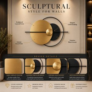 <b>Sculptural</b> Wall Art | Mild Steel <b>Gold</b> Black Abstract Geometric Metal Decor Durable Birthday Living Room Bedroom Offices Modern - Product Image 5