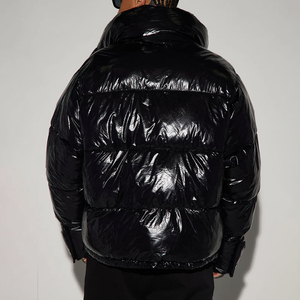 Veste matelassée unisexe à col montant brillant et capuche, style décontracté, haute qualité, vente en gros, vestes gonflées personnalisées toutes tailles - Product Image 6