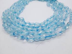 Perles ovales lisses en aigue-marine naturelle, 6-7 mm, perles de pierres précieuses en aigue-marine, 13 pouces, perles ovales en aigue-marine, perles en aigue-marine - Product Image 2