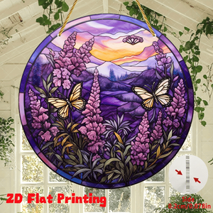 CIFbuy 7.9 Inch Lavender Butterfly <b>Wall</b> Hanging Window <b>Decor</b> Stained Glass Effect Home Garden <b>Decor</b> TikTok for Temu Pick Serv - Product Image 3