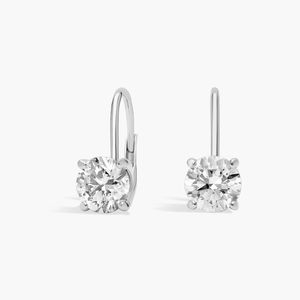 Lever <b>Back</b> Hidden Halo Lab-Grown Diamond Stud <b>Earrings</b> In White Gold - Product Image 1