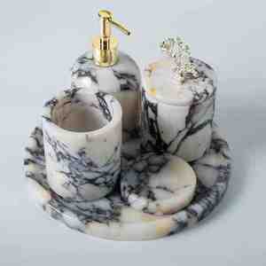 Wholesale Minimalist <b>White</b> Polyresin <b>Bathroom</b> <b>Accessory</b> <b>Set</b> Rectangle-Shaped Easy-to-Clean <b>Accessories</b> - Product Image 3