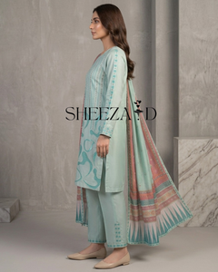 Premium Embroidered Viscose 3-Piece <b>Suit</b> Women | <b>Floral</b> Pattern Chiffon Shirt <b>Trouser</b> Dupatta | SHEEZA.D Brand | Custom OEM - Product Image 3