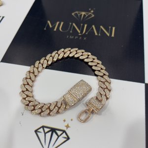 Pulsera de Plata S925 con Baño de Oro Rosa, Diamantes Redondos de Corte Brillante, Estilo Hip Hop, Certificación IGI, Moissanita VVS, Pulseras y Brazaletes - Product Image 1