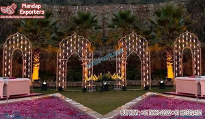 Mur de bougies en métal de conception de luxe pour la scène de réception, mur de bougies en métal exclusif pour la décoration de mariage, configuration de la scène de mariage occidentale au Royaume-Uni - Product Image 5