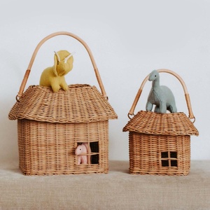 Cesta de mimbre para el hogar, cestas de bebé tejidas a mano, cesta de almacenamiento para niños, para jugar en la playa y al aire libre - Product Image 2