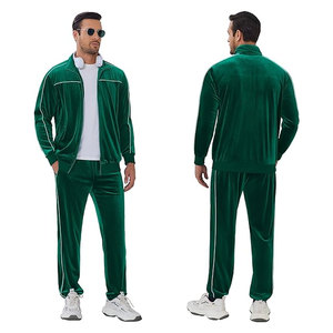 ชุดวอร์มกำมะหยี่สำหรับผู้ชาย 2 ชิ้น ชุดเซ็ตเสื้อฮู้ดและกางเกงจ็อกเกอร์ น้ำหนักเบา ระบายอากาศได้ดี กันลม - Product Image 2