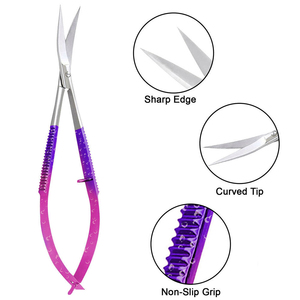 Ciseaux à cuticules de précision incurvés multicolores en acier inoxydable tranchant à ressort avec poignée texturée et logo personnalisé pour - Product Image 5