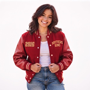 Chaqueta universitaria verde salvia personalizada con bordado de chenilla, abrigo tipo letterman, venta al por mayor, OEM, ropa de calle, ropa de invierno. - Product Image 2