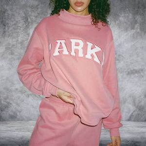 Red Mock Neck <b>Sweatshirt</b> with Dark Blue Letters with <b>White</b> Outline Long Sleeves Banded Cuffs and Hem Custom Logo Clothing - Product Image 6