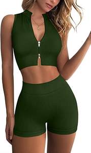 Conjunto de Loungewear Acanalado para Mujer al por Mayor: Top Corto de Manga Corta y Shorts de Ciclismo, Traje Casual Deportivo - Product Image 2