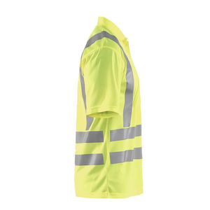 T-shirt de sécurité routière haute visibilité réfléchissant pour hommes, personnalisé, jaune fluo, à manches courtes, polo de travail - Product Image 2