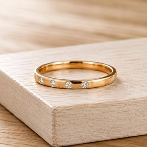 แหวนเพชรทรงกลมเจียระไนบริลเลียนท์ห้าเม็ด พรีเมียม ทองคำแท้ 10K 14K 18K สี E ความใส VVS สำหรับผู้หญิง แหวนแต่งงาน เครื่องประดับชั้นดี - Product Image 4