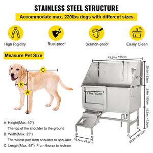 Vasca Professionale per Toelettatura Cani in Acciaio Inossidabile da 50 Pollici con Rubinetto e Gradini, Stazione di Lavaggio per Animali Domestici da Esterno - Product Image 3