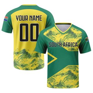 Camiseta de Fútbol Personalizada de Sudáfrica para Hombre, Cuello en V, Sin Mangas, Impresión Digital, Transpirable, de Poliéster, Personalizable para Adultos - Product Image 1