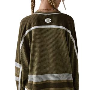 เสื้อฟุตบอลตาข่ายโอเวอร์ไซส์สำหรับผู้หญิง แขนยาว สตรีทแวร์ เสื้อยืดซับลิเมชั่น OEM เสื้ออเมริกันฟุตบอล - Product Image 2