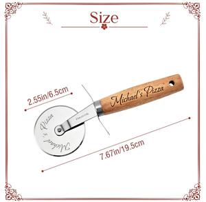 Personalized Stainless Steel Pizza Cutter with Wooden Handle and <b>Leather</b> Sheath - Product Image 3