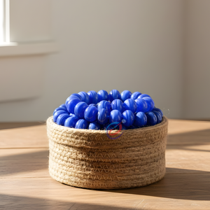 Chaîne de perles en verre rayées bleu foncé |   Perles entretoises polies pour la fabrication de bijoux, colliers et projets d'artisanat - Product Image 5
